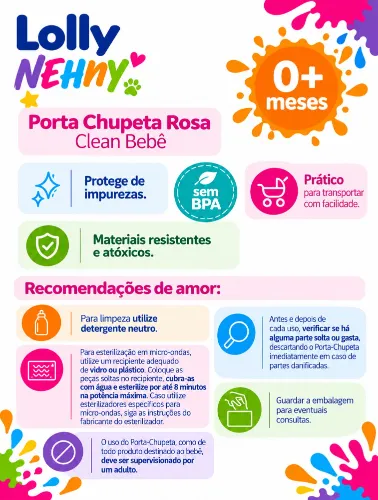 Porta Chupeta Clean com Alça Azul - Lolly