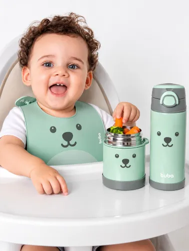 Babador de Silicone com Pega Migalhas Gumy Verde - Buba