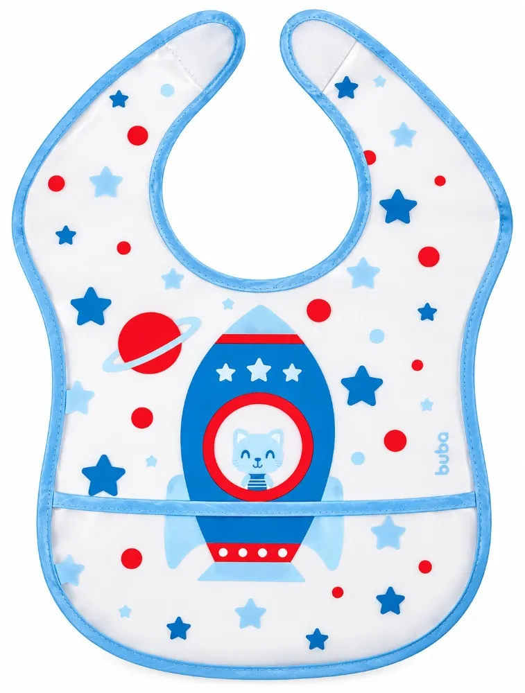 Babador com Bolso Foguete Azul - Buba