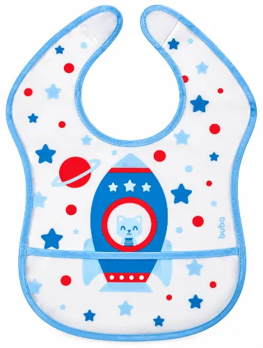 Babador com Bolso Foguete Azul - Buba