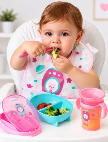 Babador com Bolso Foguete Rosa - Buba
