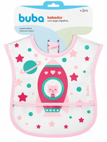Babador com Bolso Foguete Rosa - Buba