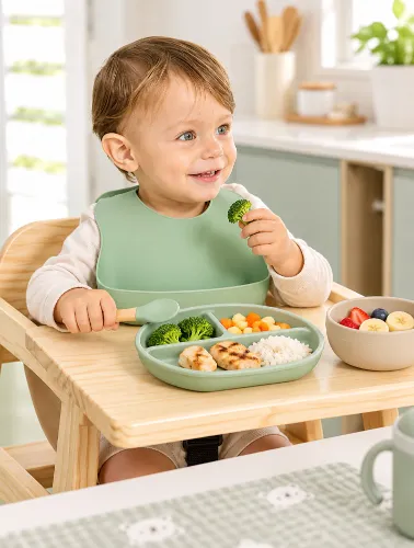 Babador Pega Migalhas em Silicone Verde - Buba