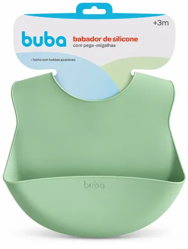 Babador Pega Migalhas em Silicone Verde - Buba