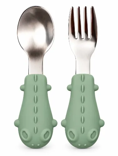 Kit Talheres com Cabo em Silicone Verde - Buba