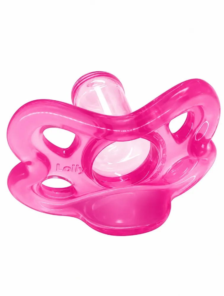 Chupeta Silicone Bico Redondo Rosa - Lolly Nenny