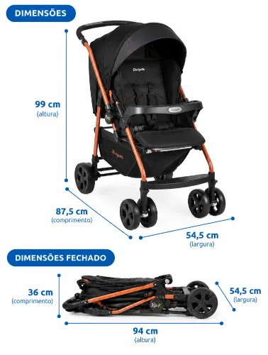 Carrinho de Bebê Rio K Preto Cobre - Burigotto
