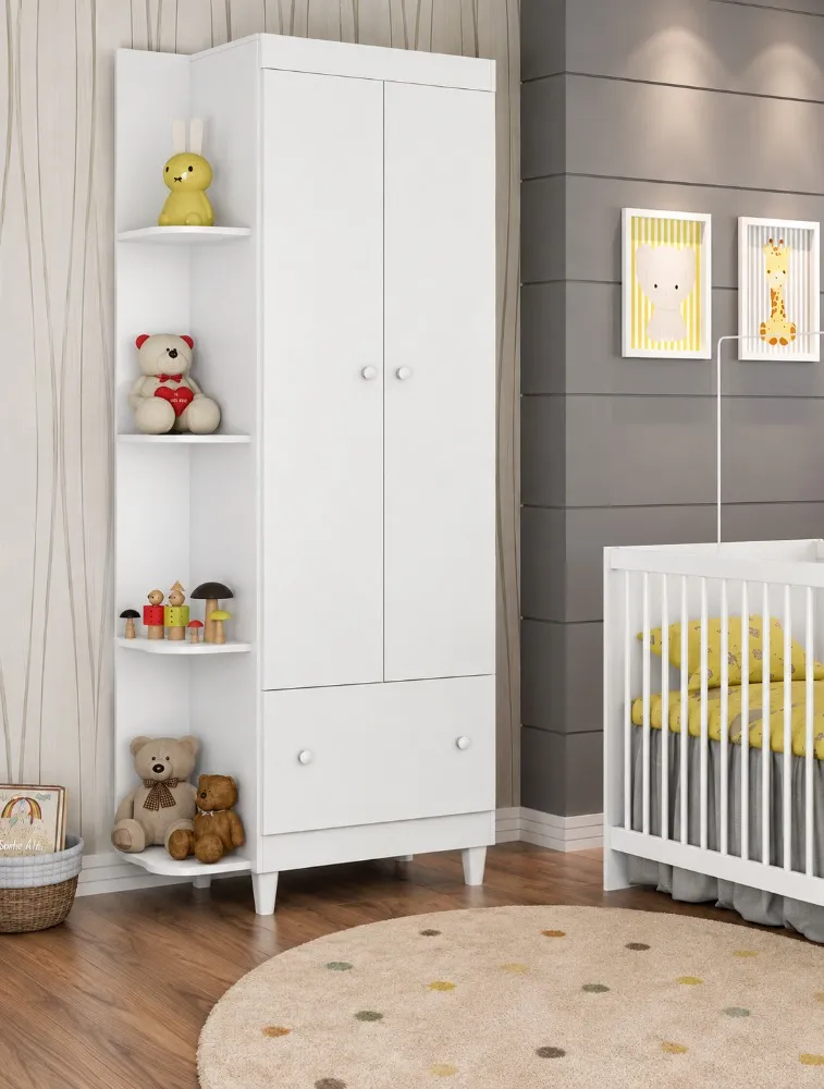 Guarda Roupa Infantil Gutti com 2 Portas Branco - Móveis Estrela