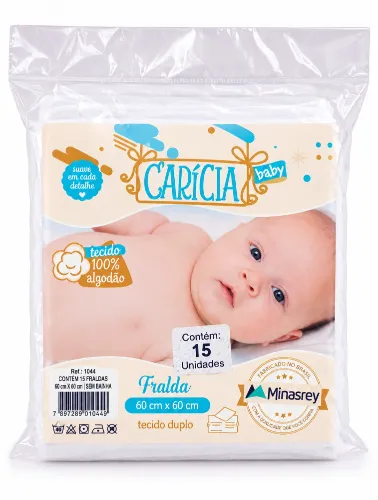 Fralda Carícia 60x60 cm com 15 Unidades - Minasrey