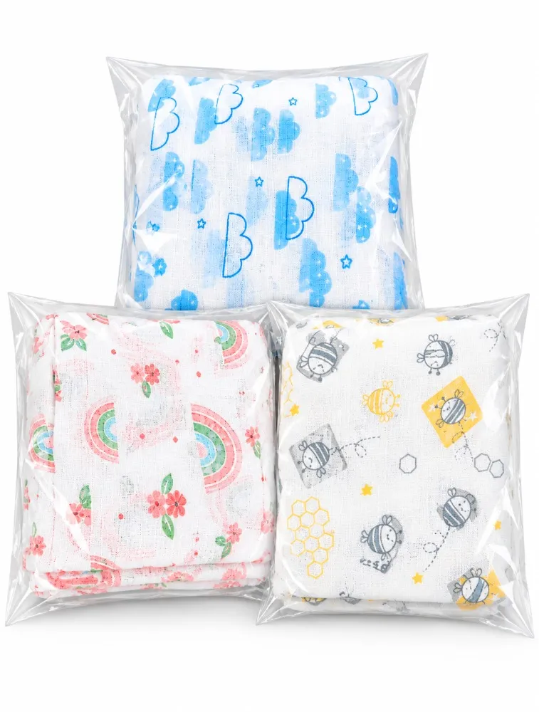 Kit C/5 Fraldas Carícia Estampadas 60x60cm - Minasrey