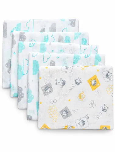 Kit C/5 Fraldas Carícia Estampadas 60x60cm - Minasrey