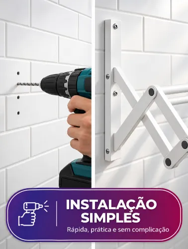 Varal Sanfonado 1,20 cm - MOR  Suporta até 14 kg