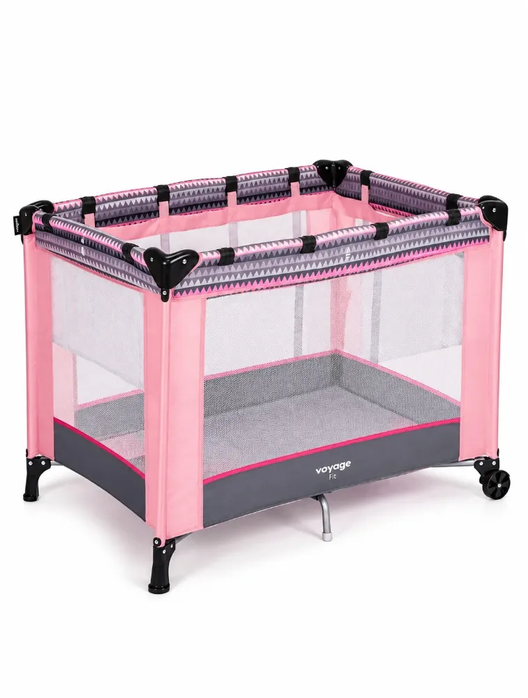 Berço Cercadinho Infantil Fit Rosa Geo - Voyage