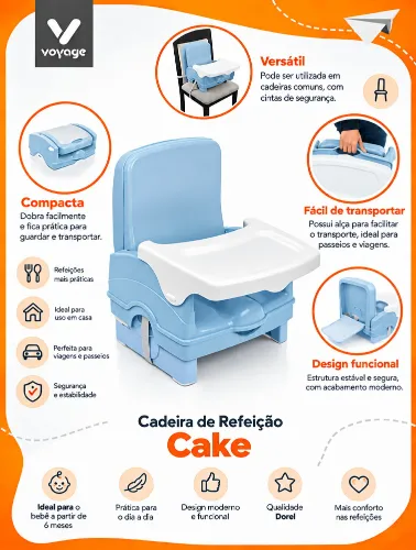Cadeira de Refeição Portátil Cake Azul - Voyage