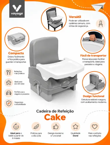 Cadeira de Refeição Cake Cinza - Voyage