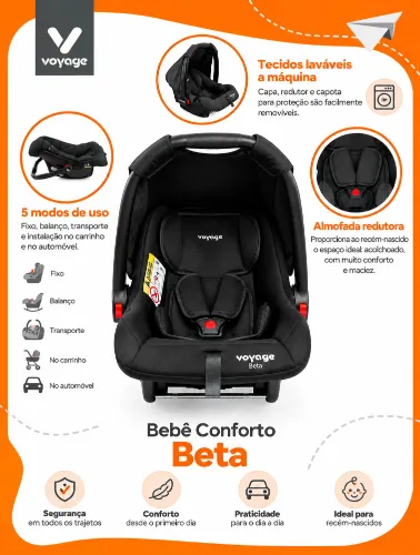 Bebê Conforto Beta Preto - Voyage