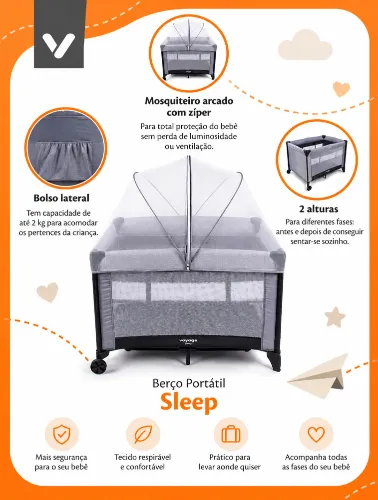Berço Cercadinho Infantil Sleep Colorê - Voyage