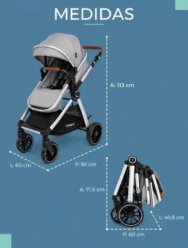 Carrinho Travel System Romanzo Cinza Granizo - Infanti