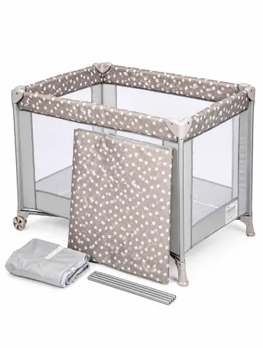 Berço Cercadinho Infantil Fit Cinza Estrela - Voyage
