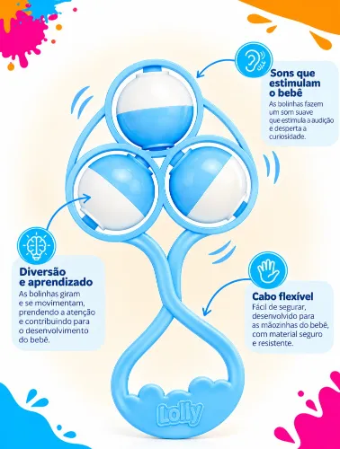 Chocalho Bebê Brinquedo Infantil Azul- Lolly