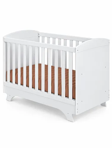 Berço Infantil Cris Retrô Branco Brilho - Móveis Peroba