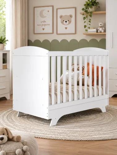 Berço Infantil Cris Retrô Branco Brilho - Móveis Peroba