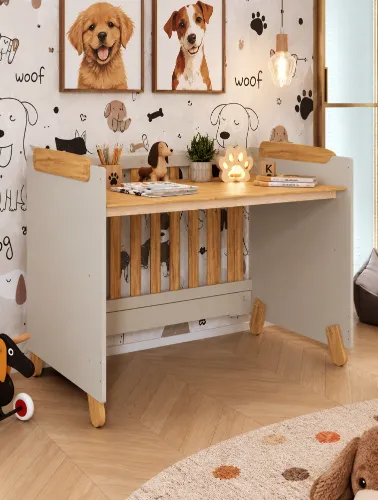 Berço Infantil Pingo Off White e Amêndoa - Móveis Peroba
