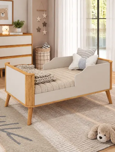 Berço Infantil Theo Off White e Amêndoa - Móveis Peroba