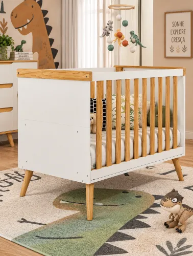 Berço Infantil Sky Off White e Amêndoa - Móveis Peroba