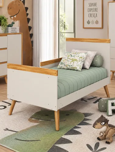 Berço Infantil Sky Off White e Amêndoa - Móveis Peroba