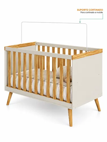 Berço Infantil Sky Off White e Amêndoa - Móveis Peroba