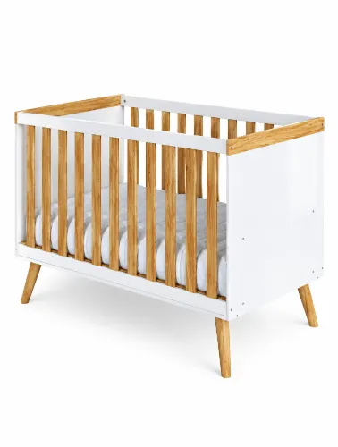 Berço Infantil Sky Branco Brilho e Amêndoa - Móveis Peroba