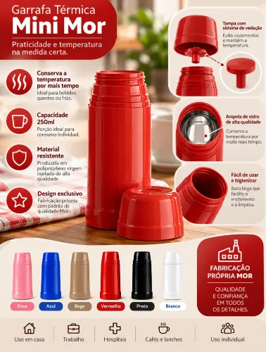 Garrafa Térmica Mini 250ml Vermelha - Mor