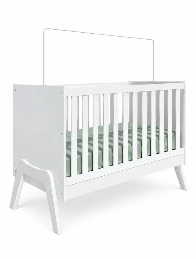 Mini Berço Infantil Guti Retrô Branco Brilho - Móveis Peroba