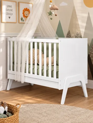 Mini Berço Infantil Guti Retrô Branco Brilho - Móveis Peroba