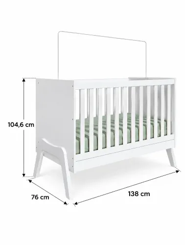 Mini Berço Infantil Guti Retrô Branco Brilho - Móveis Peroba