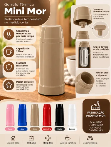 Garrafa Térmica Mini 250ml Bege - MOR
