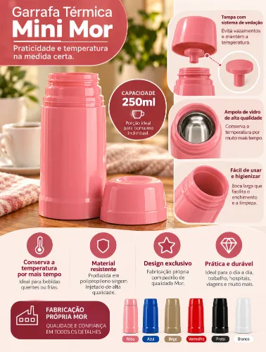 Garrafa Térmica Mini 250ml Pêssego - Mor