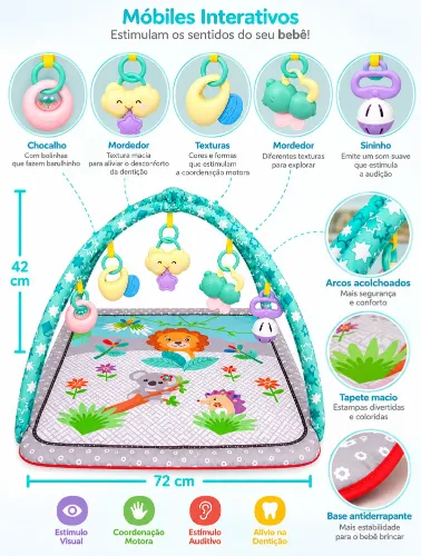 Tapete de Atividades para Bebê Quadrado Leão – Zippy