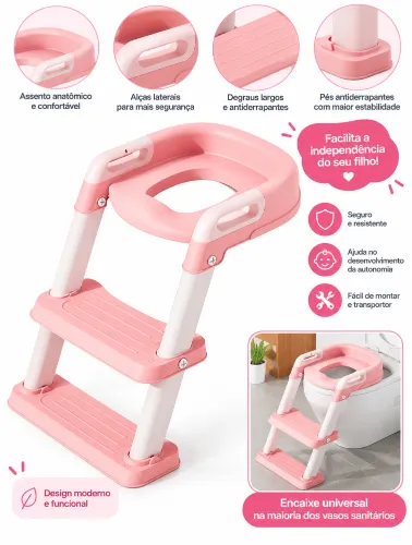 Assento Redutor com Escadinha Rosa - Zippy