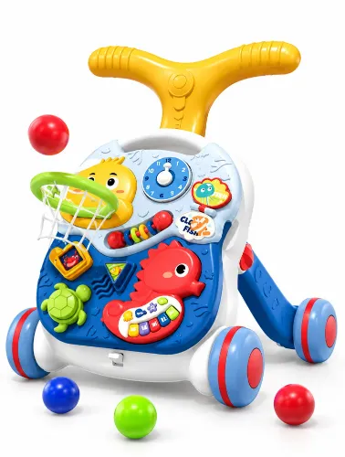 Andador Infantil Fundo do Mar Amarelo e Azul 2 em 1 - Zippy