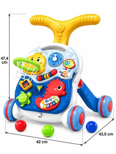 Andador Infantil Fundo do Mar Amarelo e Azul 2 em 1 - Zippy