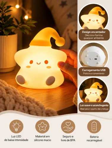 Luminária de Mesa Infantil Estrela