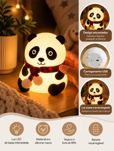 Luminária de Mesa Infantil Urso Panda