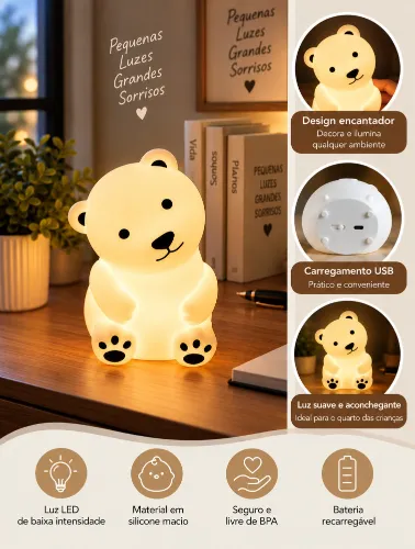 Luminária de Mesa Infantil Urso Polar