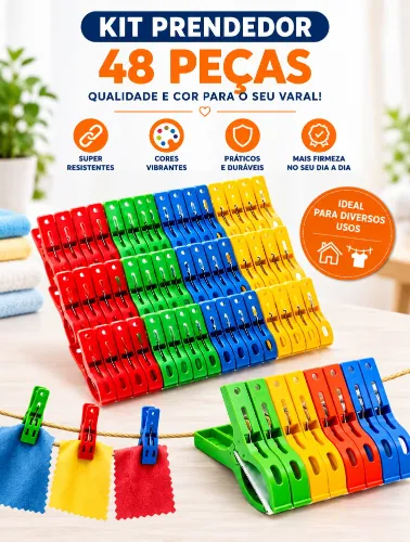Prendedor de Plástico 48 Peças - Importado