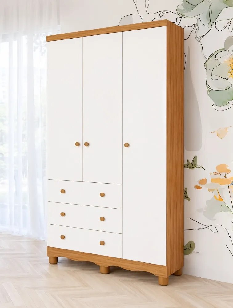 Guarda Roupa Infantil Júnior 3 Portas Lisa Brilho Branco - Móveis Peroba