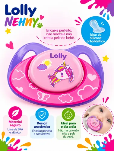 Chupeta Ortodôntica +6 Meses Silicone Unicórnio -  Lolly