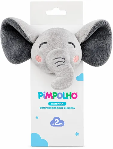 Naninha com Prendedor de Chupeta Cinza / Elefante - Pimpolho