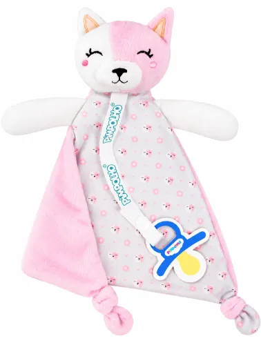Naninha com Prendedor de Chupeta Branca / Gato - Pimpolho